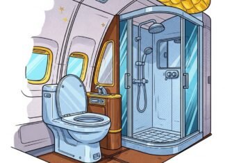 cartoon airplane shower suite
