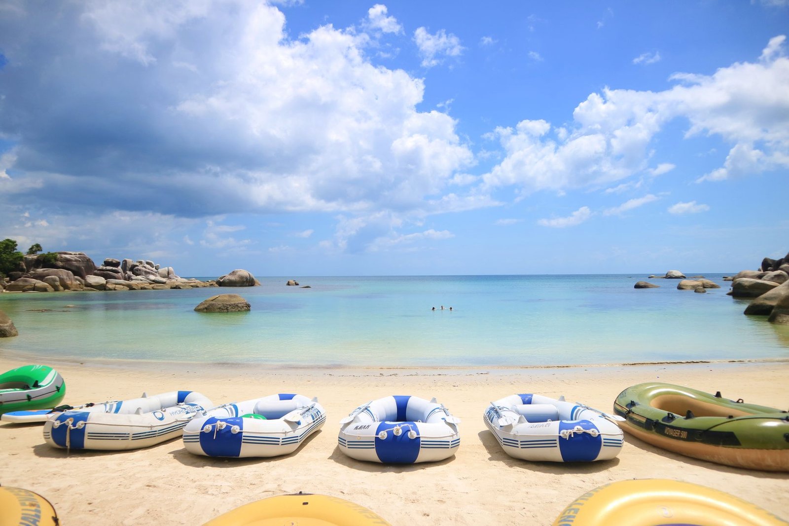 tranquil beach scene in bangka belitung indonesia